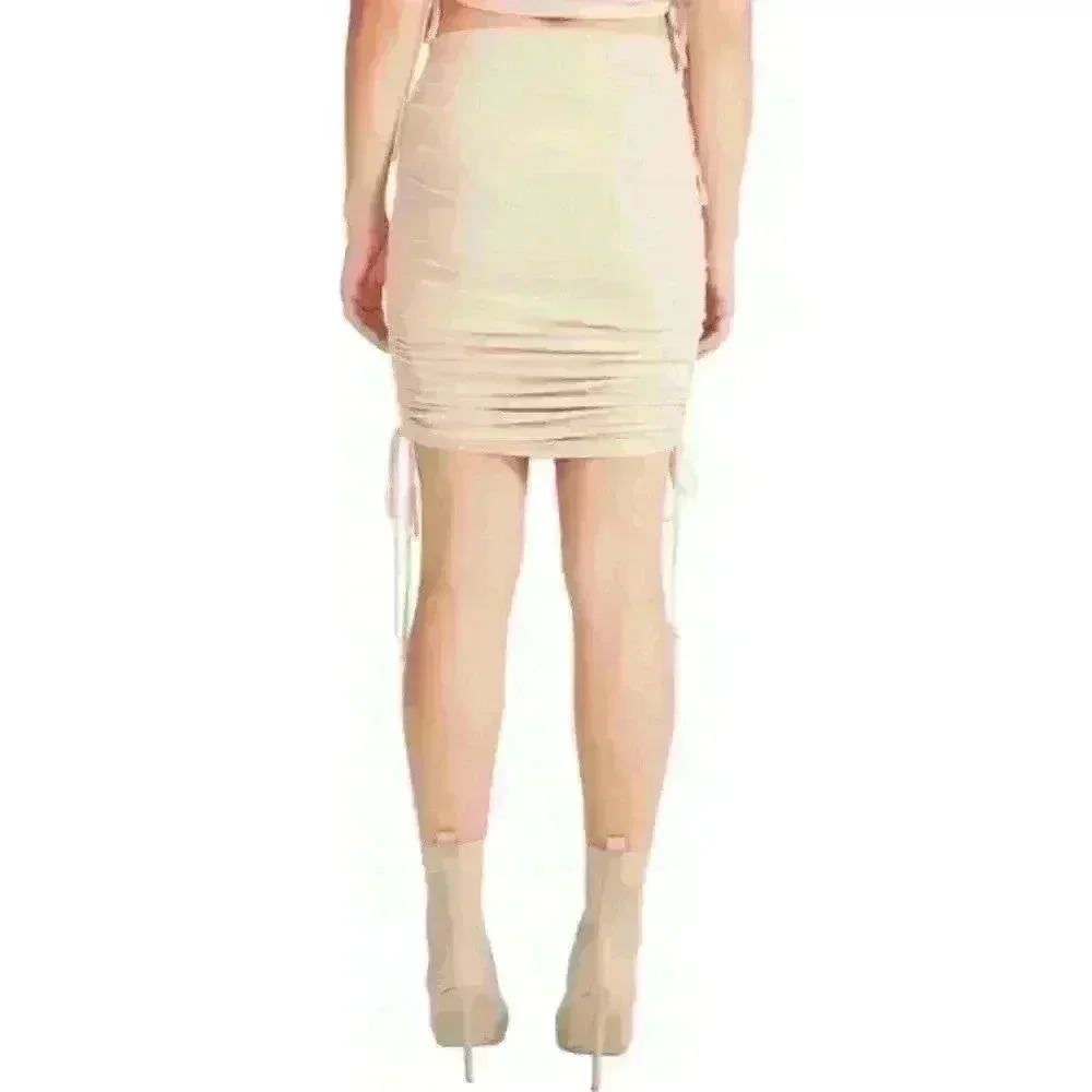 NWT BB Dakota Cinch by Cinch Women's Ribbed Knit Ruched Knee Length Pencil Skirt - Picture 2 of 2